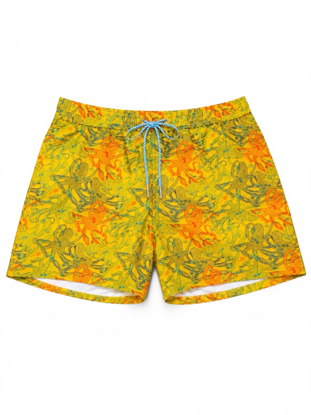 SOUTHERN TIDE Men's The SkipJack Lined Swim Trunks Size M Yellow Octopus